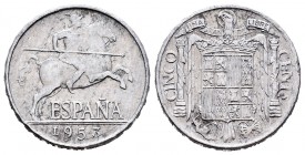 Estado Español (1936-1975). 5 céntimos. 1953. Madrid. (Cal 2008-136). Al. 1,09 g. MBC+. Est...18,00. English: Estado Español (1936-1975). 5 céntimos. ...