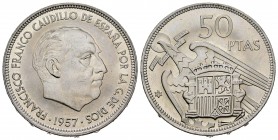 Estado Español (1936-1975). 50 pesetas. 1957*71. Madrid. (Cal 2008-24). (Cal 2019-140). Cu-Ni. 12,59 g. Brillo original. SC. Est...25,00. English: Est...