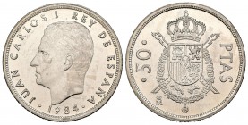 Juan Carlos I (1975-2014). 50 pesetas. 1984. Madrid. (Cal 2008-67). Cu-Ni. 12,50 g. SC. Est...25,00. English: Juan Carlos I (1975-2014). 50 pesetas. 1...