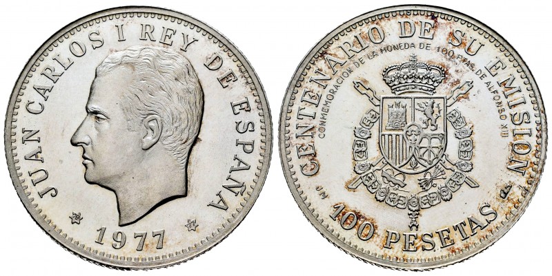 Juan Carlos I (1975-2014). 100 pesetas. 1977*19-77. Madrid. Ag. 20,71 g. Conmemo...