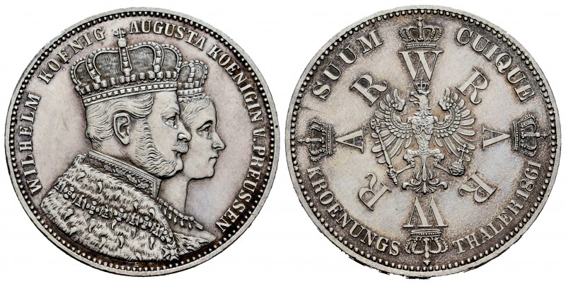 Alemania. Prussia. Wilhelm I. Thaler. 1861. Berlín. A. (Km-488). Ag. 18,50 g. Co...