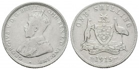 Australia. George V. Shilling. 1915. (Km-26). Ag. 5,60 g. Escasa. BC+. Est...25,00. English: Australia. George V. Shilling. 1915. (Km-26). Ag. 5,60 g....