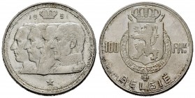 Bélgica. 100 francos. 1951. (Km-139.1). Ag. 17,97 g. EBC-. Est...18,00. English: Belgium. 100 francos. 1951. (Km-139.1). Ag. 17,97 g. Almost XF. Est.....