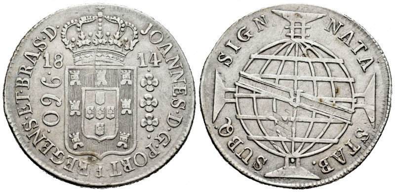 Brasil. Joao Príncipe Regente. 960 reis. 1814. Río de Janeiro. R. (Km-307.3). Ag...