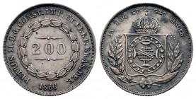 Brasil. Pedro II. 200 reis. 1866. (Km-469). Ag. 2,49 g. MBC+. Est...30,00. English: Brazil. Petrus II. 200 reis. 1866. (Km-469). Ag. 2,49 g. Choice VF...
