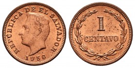 El Salvador. 1 centavo. 1956. (Km-135.1). Ae. 2,50 g. Brillo original. SC. Est...12,00. English: El Salvador. 1 centavo. 1956. (Km-135.1). Ae. 2,50 g....