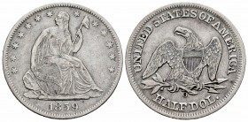Estados Unidos. 1/2 dollar. 1859. Nueva Orleans. O. (Km-A68). Ag. 12,40 g. MBC+. Est...60,00. English: United States. 1/2 dollar. 1859. New Orleans. O...
