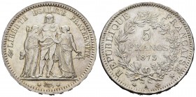 Francia. III República. 5 francos. 1873. París. A. (Km-820.1). (Gad-745a). Ag. 24,97 g. Restos de brillo original. EBC. Est...25,00. English: France. ...