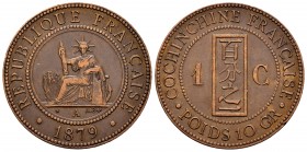 Francia. Conchinchina. 1 cent. 1879. París. A. (Km-3). Ae. 10,04 g. MBC. Est...35,00. English: France. Conchinchine. 1 cent. 1879. Paris. A. (Km-3). A...