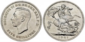 Gran Bretaña. George VI. 5 shillings. 1951. (Km-880). Ag. 28,27 g. FESTIVAL OF BRITAIN. 400º Aniversario de emisión de la Corona. Brillo original. SC....