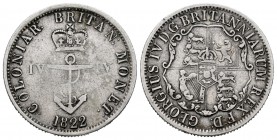 India Británica. George II. 1/4 dollar. 1822. (Km-3). Ag. 6,60 g. Escasa. BC+. Est...25,00. English: British India. 1/4 dollar. 1822. (Km-3). Ag. 6,60...