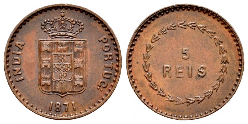 India Portuguesa. Luis I. 5 reis. 1871. (Km-305). (Gomes-04.01). Ae. 3,18 g. EBC...