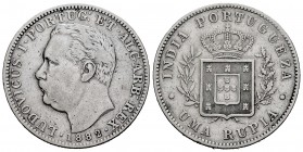 India Portuguesa. Luiz I. 1 rupia. 1882. (Km-312). (Gomes-14.04). Ag. 11,48 g. Escasa. MBC-. Est...20,00. English: Portuguese India. Luiz I. 1 rupia. ...