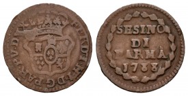 Italia. Fernando de Borbón. Sesino. 1788. Parma. (Mont-103). Ae. 1,06 g. MBC-. Est...35,00. English: Italy. Sesino. 1788. Parma. (Mont-103). Ae. 1,06 ...