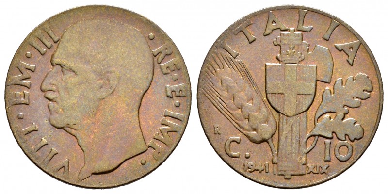 Italia. Vittorio Emanuele III. 10 centesimi. 1941. Roma. R. (Km-74a). (Pagani-88...