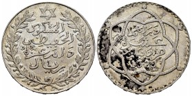 Marruecos. Abd Al-Hafiz. 1 rial (10 dinares). 1329 H. París. (Km-Y25). Ag. 24,93 g. Manchas. EBC. Est...35,00. English: Morocoo. Abd Al-Hafiz. 1 rial ...