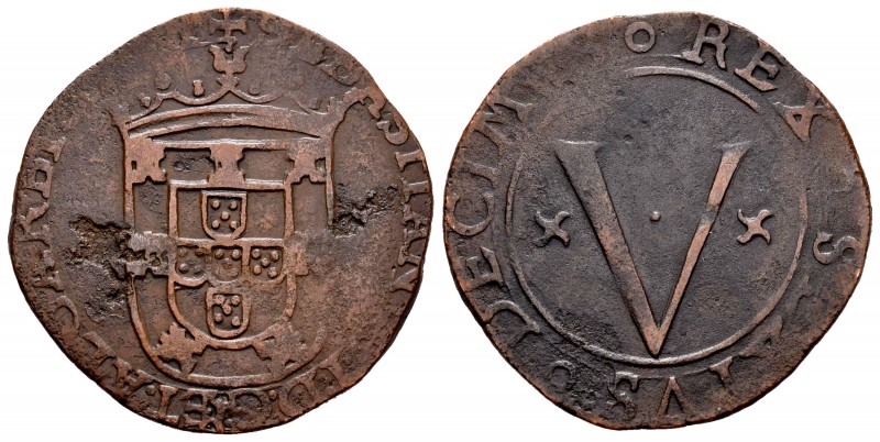 Portugal. Sebastián I. 5 reis. (1557-1578). Lisboa. (Gomes-21.07). Ae. 6,08 g. O...