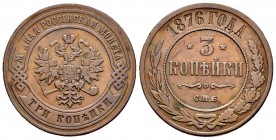 Rusia. Alexander II. 3 kopecks. 1876. San Petesburgo. (Km-Y11.2). (Bitkin-515). Ae. 9,65 g. Golpecitos en el canto. MBC/MBC+. Est...25,00. English: Ru...