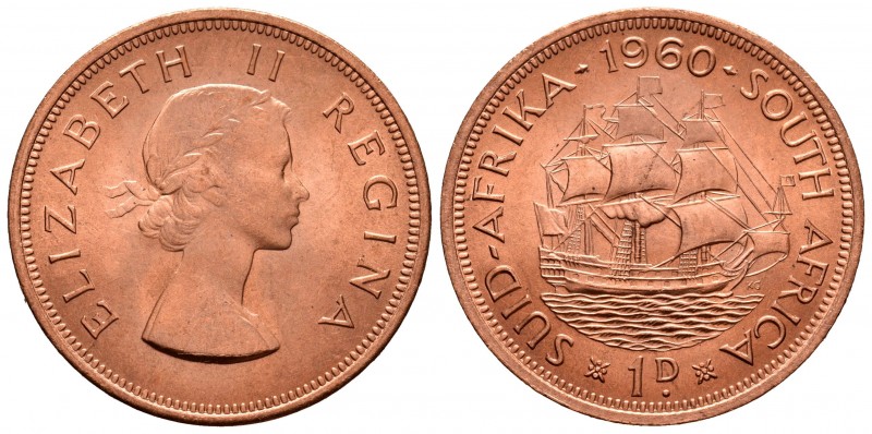 Sudáfrica. Elizabeth II. 1 penny. 1960. (Km-46). Ae. 9,38 g. Brillo original. SC...