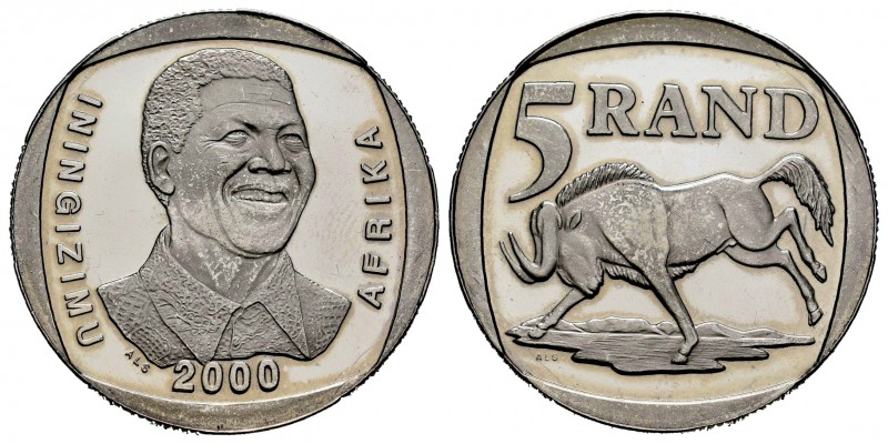 Sudáfrica. 5 rand. 2000. (Km-230). Ag. 6,93 g. Nelson Mandela. PROOF. Est...20,0...