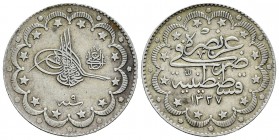 Turquía. Muhammad V. 10 kurush. 1327/9 (1917). (Km-772). Ag. 11,96 g. MBC+. Est...35,00. English: Turkey. Muhammad V. 10 kurush. 1327/9 (1917). (Km-77...