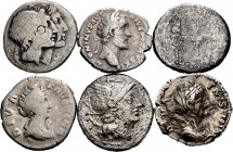 Lote de 6 denarios romanos diferentes. A EXAMINAR. BC-/BC+. Est...70,00. English: Lote de 6 denarios romanos diferentes. A EXAMINAR. Almost F/Choice F...
