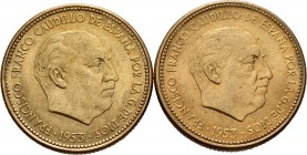 Estado Español (1936-1975). Lote de 2 piezas de 2,5 pesetas de 1953 (estrellas 54 y 56). A EXAMINAR. SC-. Est...18,00. English: Estado Español (1936-1...