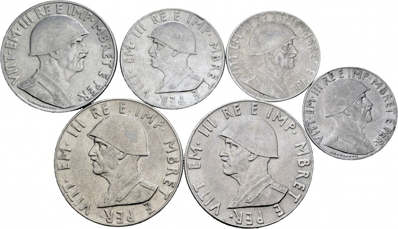 Albania. Lote de 6 piezas en la época de colonia Italiana, 2 de 0,2 lek, 1 de 0,...