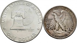 Estados Unidos. Lote de 2 piezas, 1/2 dollar 1942 Philadelphia y 1 dollar del bicentenario San Francisco 1976. A EXAMINAR. MBC+/SC-. Est...20,00. Engl...