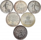 Francia. Lote de 7 piezas de plata, 4 de 5 francos (1960, 1962, 1963, 1965) y 2 de 100 francos (1982, 1983). A EXAMINAR. MBC+/EBC+. Est...60,00. Engli...