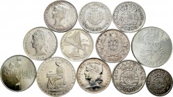 Lote de 12 piezas, 8 de Portugal (4 de 50 centavos (1912, 1913, 1914, 1916), 2 de 20 escudos (1953, 1966), 1 de 100 escudos (1974), 1 de 250 escudos (...