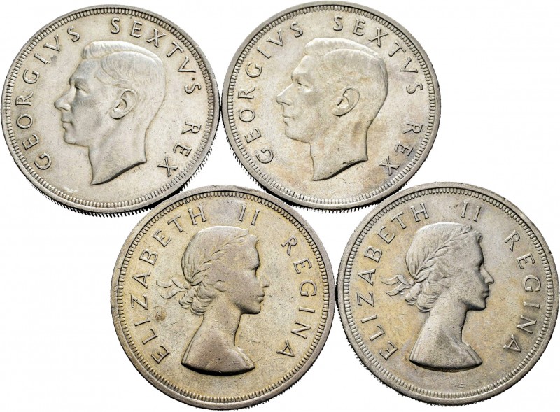 Sudáfrica. 4 piezas de plata de 50 schilling de distintos años, 1951, 1952, 1956...