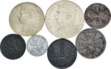 Lote de 7 piezas, 2 de Checoslovaquia (50 y 100 coronas de 1949), 2 de Polonia durante la ocupación alemana (1 y 2 kopeckes 1916), 3 de Bohemia y Mora...