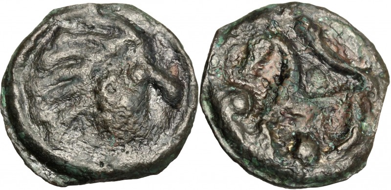 Celtic World. Northwest Gaul, Senones. Potin Unit. Circa 100-50 BC. D/ Stylized ...