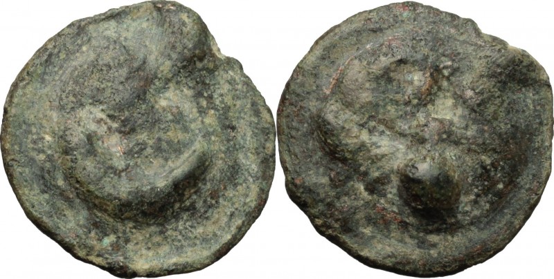 Greek Italy. Northern Apulia, Luceria. AE Semuncia, c. 217-212 BC. D/ Crescent. ...