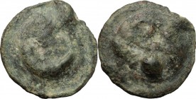 Greek Italy. Northern Apulia, Luceria. AE Semuncia, c. 217-212 BC. D/ Crescent. R/ Thyrsus with fillets; in field, L. Vecchi ICC 350. TV 286. HN Italy...