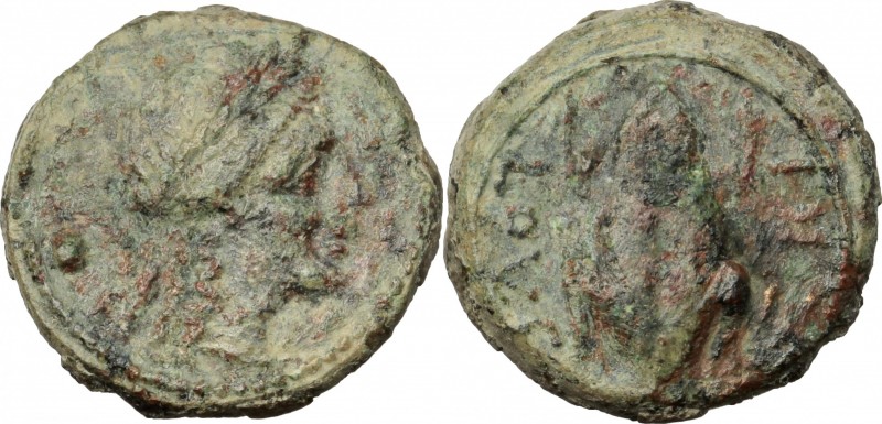 Greek Italy. Northern Apulia, Luceria. AE Uncia, c. 211-200 BC. D/ Laureate head...