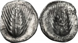 Greek Italy. Southern Lucania, Metapontum. AR Drachm, 540-510 BC. D/ Ear of barley. R/ Incuse ear of barley. HN Italy 1464. AR. g. 2.19 mm. 20.00 Slig...