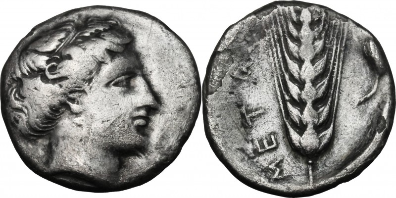 Greek Italy. Southern Lucania, Metapontum. AR Stater, 400-340 BC. D/ Head of Dem...