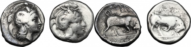 Greek Italy. Southern Lucania, Thurium. Lot of 2 AR Staters, 400-350 BC. AR. Abo...