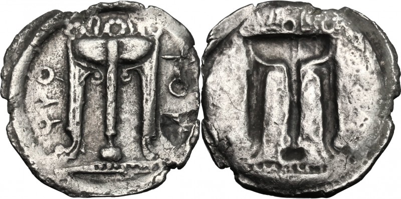 Greek Italy. Bruttium, Kroton. AR Drachm, 530-500 BC. D/ Tripod. R/ Incuse tripo...