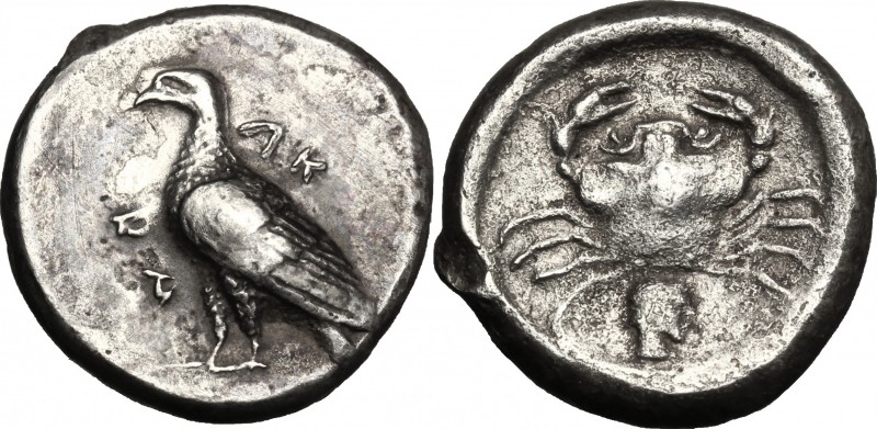 Sicily. Akragas. AR Didrachm, circa 480/478-470 BC. D/ Eagle standing left. R/ C...