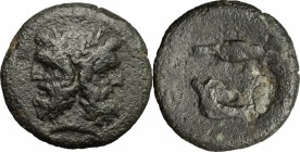 Sicily. Panormos. Roman Rule. AE, after 241 BC. D/ Head of Janus, laureate. R/ Spearhead and jawbone of boar. CNS I, 108. AE. g. 7.08 mm. 22.00 VF/Abo...