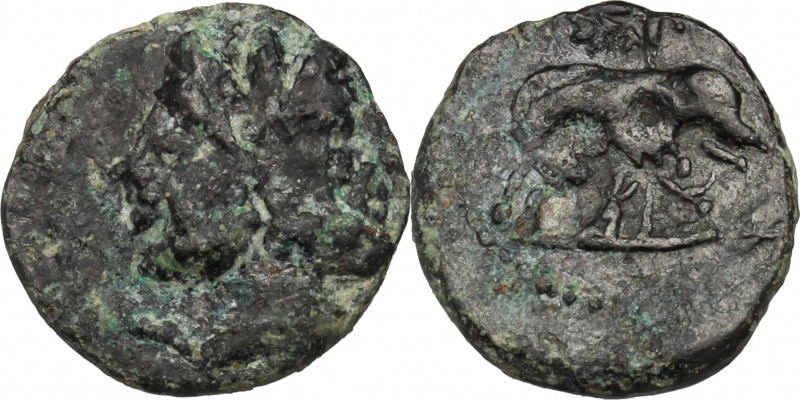 Sicily. Panormos. Roman Rule. AE 15 mm, after 241 BC. D/ Head of Janus, laureate...