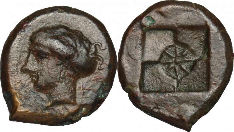 Sicily. Syracuse. Second Democracy (466-405 BC). AE Hemilitron, c. 415 BC. D/ He...