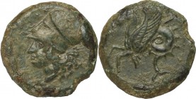 Sicily. Syracuse. Dionysos I (405-367 BC). AE Hemilitron, c. 409 BC. D/ Head of Athena right, wearing Corinthian helmet. R/ Hippocamp left. CNS II, 34...