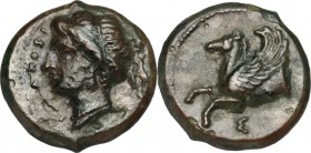 Sicily. Syracuse. Timoleon and the Third Democracy (344-317 BC). AE 17 mm. D/ Head of Aphrodite (?) left. R/ Protome of Pegasus left; below, Σ. CNS II...
