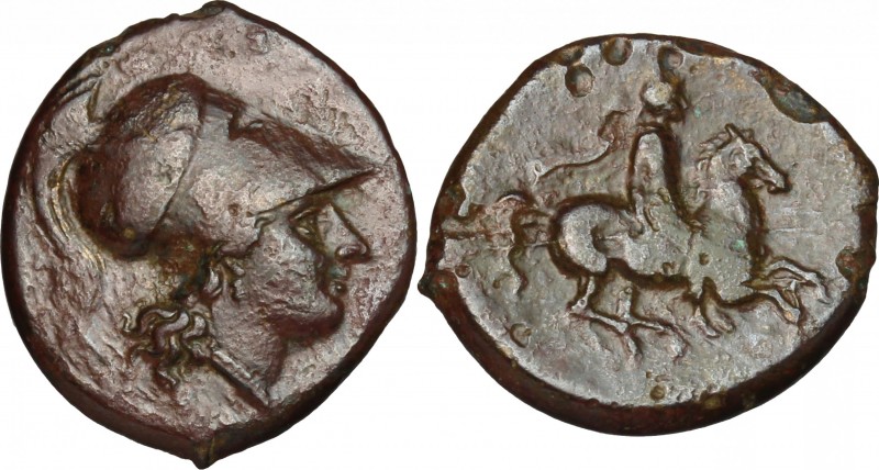 Sicily. Syracuse. Agathokles (317-289 BC). AE 24 mm. D/ Head of Athena right, he...