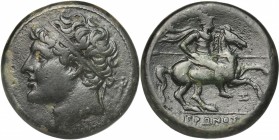 Sicily. Syracuse. Hieron II (274-216 BC). AE 27 mm. D/ Head left, diademed. R/ Horseman galloping right, holding spear. CNS II, 193. AE. g. 18.69 mm. ...