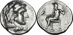 Continental Greece. Kings of Macedon. Alexander III "the Great" (336-323 BC). AR Tetradrachm, Byblos mint. D/ Head of Herakles right, wearing lion's s...